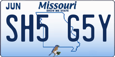 MO license plate SH5G5Y