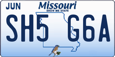 MO license plate SH5G6A