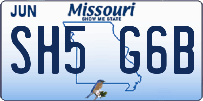 MO license plate SH5G6B