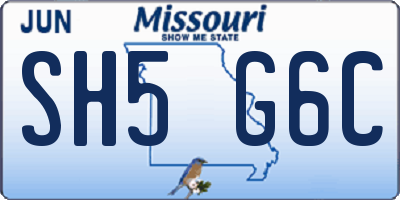 MO license plate SH5G6C