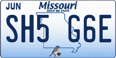 MO license plate SH5G6E