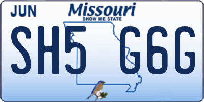 MO license plate SH5G6G