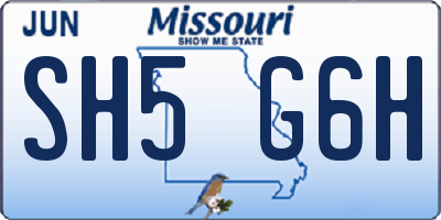 MO license plate SH5G6H