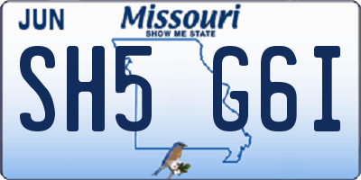 MO license plate SH5G6I