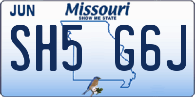 MO license plate SH5G6J