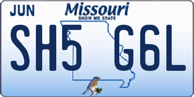 MO license plate SH5G6L