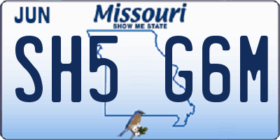 MO license plate SH5G6M