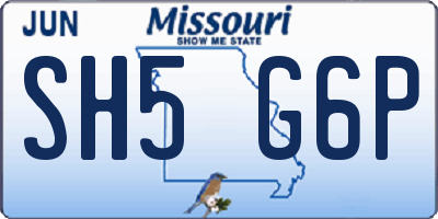 MO license plate SH5G6P