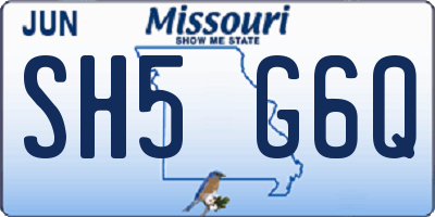 MO license plate SH5G6Q