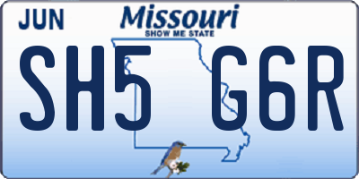 MO license plate SH5G6R