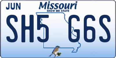 MO license plate SH5G6S