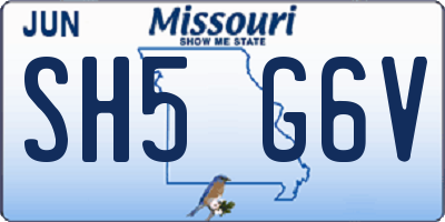 MO license plate SH5G6V