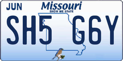 MO license plate SH5G6Y