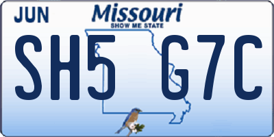 MO license plate SH5G7C