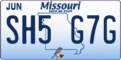 MO license plate SH5G7G