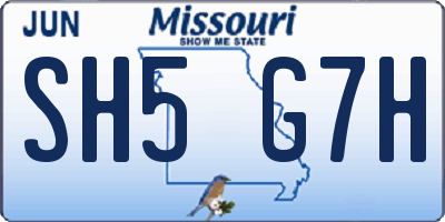 MO license plate SH5G7H