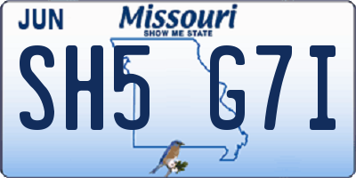 MO license plate SH5G7I