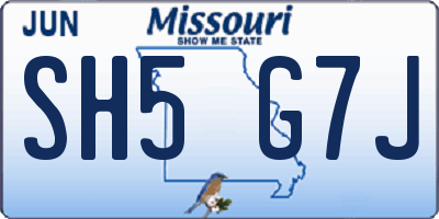 MO license plate SH5G7J