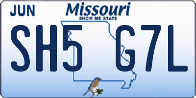 MO license plate SH5G7L