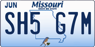 MO license plate SH5G7M