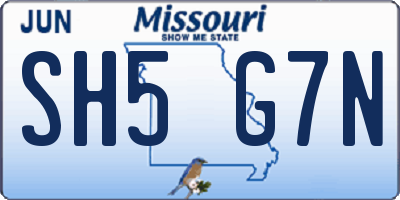 MO license plate SH5G7N