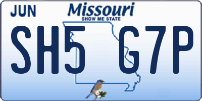 MO license plate SH5G7P