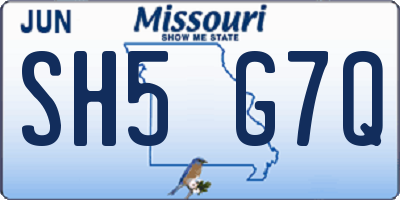 MO license plate SH5G7Q