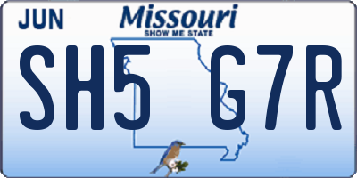 MO license plate SH5G7R