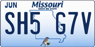 MO license plate SH5G7V