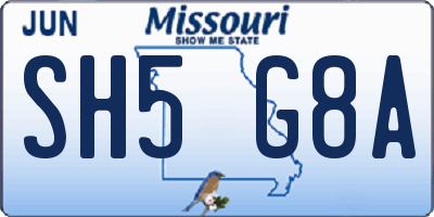 MO license plate SH5G8A