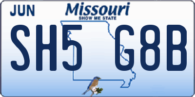MO license plate SH5G8B