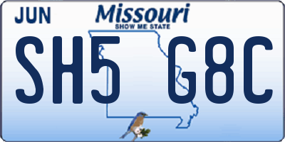 MO license plate SH5G8C