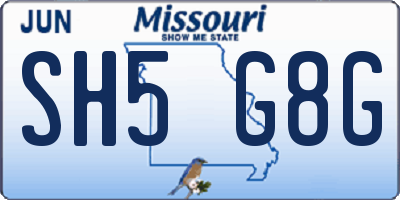 MO license plate SH5G8G