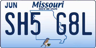 MO license plate SH5G8L