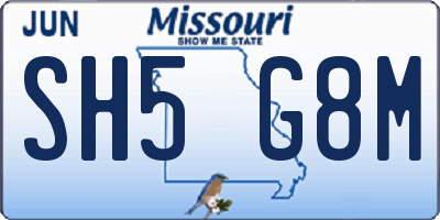 MO license plate SH5G8M