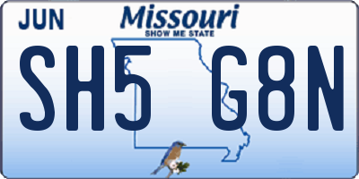 MO license plate SH5G8N