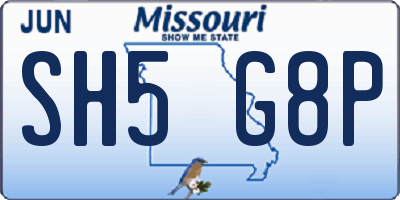 MO license plate SH5G8P