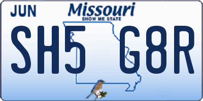 MO license plate SH5G8R
