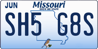 MO license plate SH5G8S