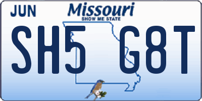 MO license plate SH5G8T