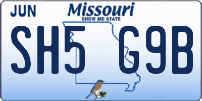 MO license plate SH5G9B
