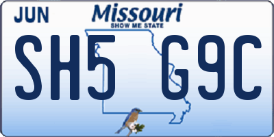 MO license plate SH5G9C