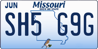 MO license plate SH5G9G