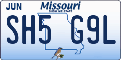 MO license plate SH5G9L