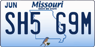 MO license plate SH5G9M