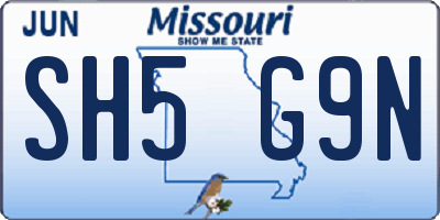 MO license plate SH5G9N