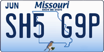 MO license plate SH5G9P
