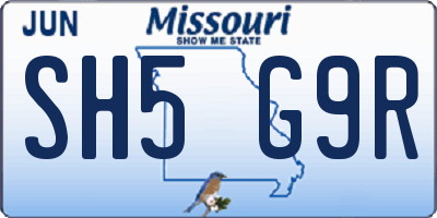 MO license plate SH5G9R