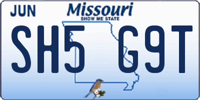 MO license plate SH5G9T