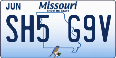 MO license plate SH5G9V